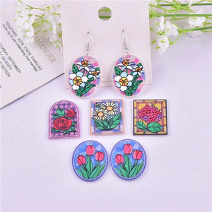 10pcs Sun Flower Rose Acrylic Charms for Jewelry Making Craft DIY