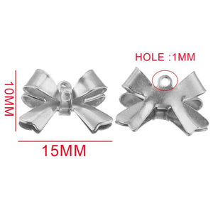 20pcs Stainless Steel 3D Bowknot Earring Charms Dangles Pendants