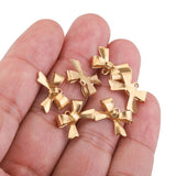 20pcs Stainless Steel 3D Bowknot Earring Charms Dangles Pendants