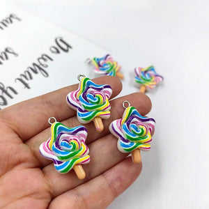 10pcs Dollhouse Star Lollipop Charms for Jewelry Making