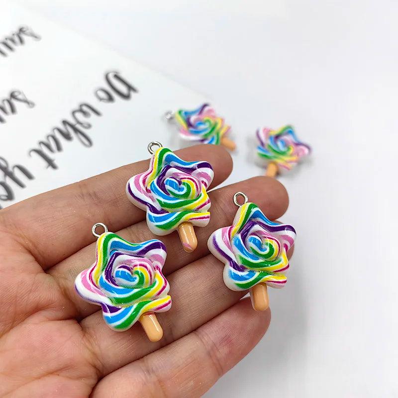10pcs Dollhouse Star Lollipop Charms for Jewelry Making