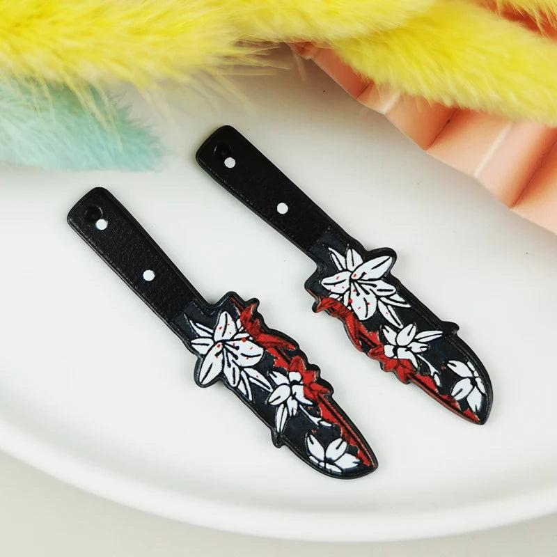 Halloween Bloody Flowers Acrylic Charms for Jewelry Making