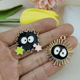 10pcs Cartoon Charms Dangle Golden Earring Pendants DIY Jewelry Accessory