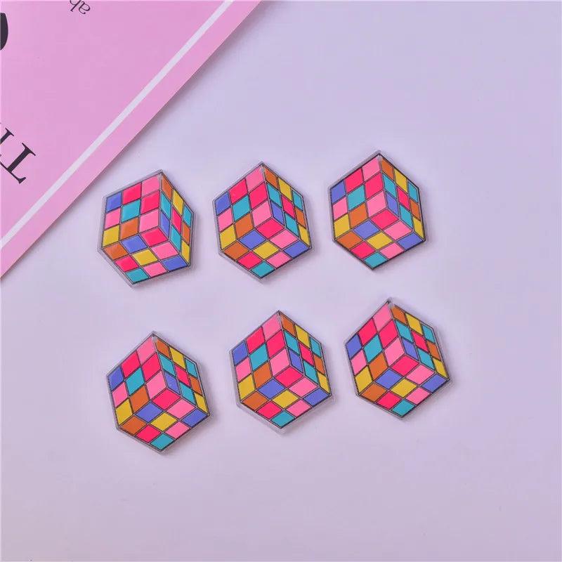 10pcs/pack Cube Magico 29*32mm Arcylic Charms for DIY Earring Bracelet