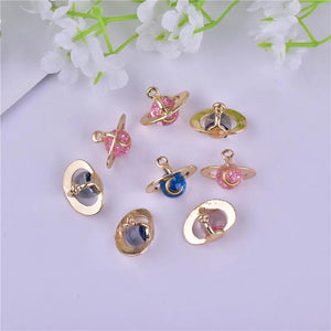 10pcs 3D Grass Universe Moon Earth Metal Charms DIY Jewelry Making