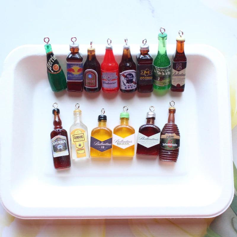 10pcs Mini Wine Bottle Charms Resin DIY Jewelry Making