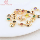 10PCS 4MM Hole 1MM 24K Brass with Zircon Charm Pendants