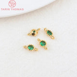 10PCS 4MM Hole 1MM 24K Brass with Zircon Charm Pendants