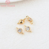 10PCS 4MM Hole 1MM 24K Brass with Zircon Charm Pendants