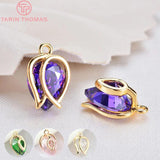 4PCS 12x8MM Purple Zircon Flower Charm Pendants for DIY Jewelry