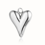 3pcs Heart Shell Mirror Polished 316 Stainless Steel DIY Charm Pendant