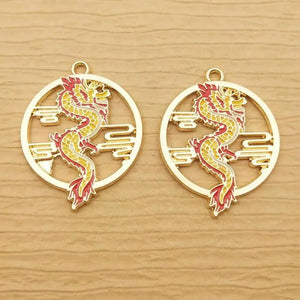 10pcs Enamel Dragon Charm for Jewelry Making Animal Earring Pendant Necklace