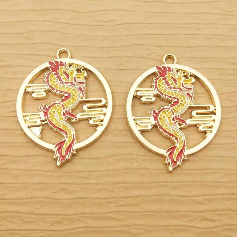 10pcs Enamel Dragon Charm for Jewelry Making Animal Earring Pendant Necklace