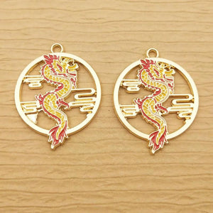 10pcs Enamel Dragon Charm for Jewelry Making Animal Earring Pendant Necklace