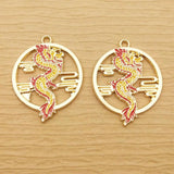 10pcs Enamel Dragon Charm for Jewelry Making Animal Earring Pendant Necklace