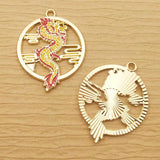 10pcs Enamel Dragon Charm for Jewelry Making Animal Earring Pendant Necklace