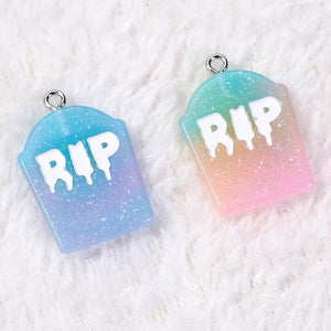 20pcs Resin Rip Charms Flatback Glitter Accessories for Diy Making