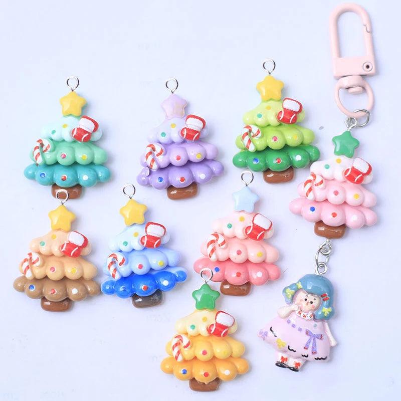 10pcs Christmas Sock Trees Charms for Jewelry Making DIY Pendant C1482