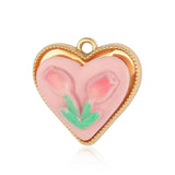 5Pcs/Lot Rhinestone Flower Heart Lock Key Charms for Jewelry Making