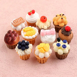 10pcs 3d Fruit Cake Resin Charms Ice Cream Blueberry Cherry Cupcake Pendant