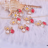 10pcs Flower Ladybug Enamel Metal Charms DIY Jewelry Making