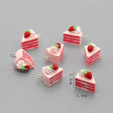 10Pcs 3D Strawberry Cake Resin Charms DIY Keychain Earring