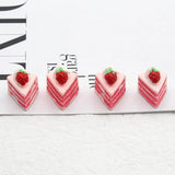 10Pcs 3D Strawberry Cake Resin Charms DIY Keychain Earring