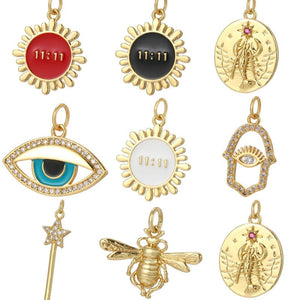 Sun Evil Eye Charm for Jewelry Making Supplies Bee Dijes Diy