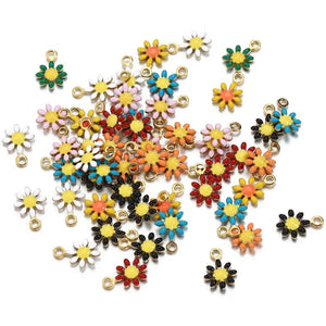 20pcs Stainless Steel Enamel Daisy Flower Charms Pendants for Jewelry Making