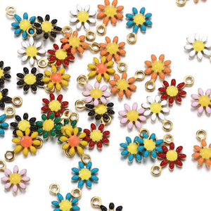 20pcs Stainless Steel Enamel Daisy Flower Charms Pendants for Jewelry Making