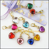 20Pcs Mixed Acrylic Heart Charms With Lobster Claw Clasps 12.5x16.5mm