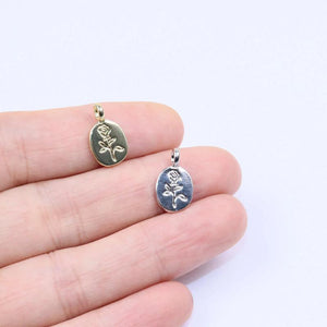 20pcs Mini Polished Rose Flower Charms Pendant DIY Jewelry