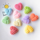 10pcs Sweet Hearts Striped Resin Charms for Jewelry Making