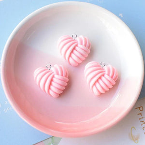 10pcs Sweet Hearts Striped Resin Charms for Jewelry Making