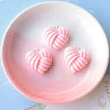 10pcs Sweet Hearts Striped Resin Charms for Jewelry Making