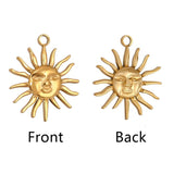 3Pcs Sun Charms 25x30mm Stainless Steel Antique Sunburst Pendants DIY Craft