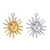 3Pcs Sun Charms 25x30mm Stainless Steel Antique Sunburst Pendants DIY Craft