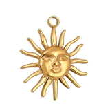3Pcs Sun Charms 25x30mm Stainless Steel Antique Sunburst Pendants DIY Craft