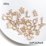 26pcs Alloy Cubic Rhinestone 26 Letter Charms for Jewelry