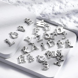26pcs Alloy Cubic Rhinestone 26 Letter Charms for Jewelry