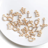 26pcs Alloy Cubic Rhinestone 26 Letter Charms for Jewelry