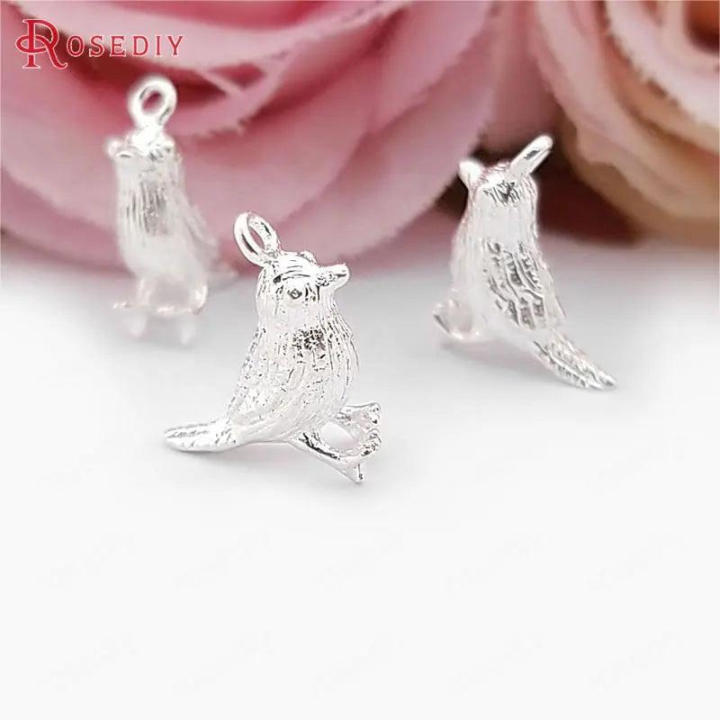 6PCS High Champagne Birds Charms Pendants DIY Jewelry Accessories