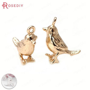 6PCS High Champagne Birds Charms Pendants DIY Jewelry Accessories