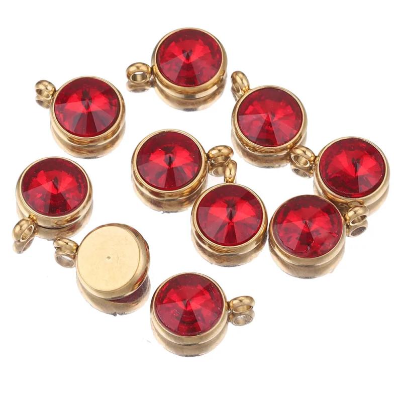 10pcs 10mm Stainless Steel Rhinestone Beads Charms for Necklace Bracelet DIY