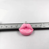 10pcs Glossy Sexy Pink Lips Charms for DIY Jewelry Making