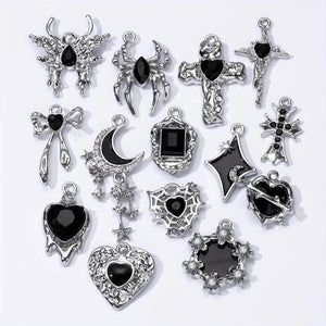 5pcs Enamel Charms Dark Y2K Style Pendants for DIY Jewelry Making