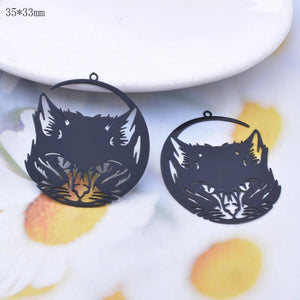 10pcs Brass Stainless Steel laser cutting Charms Cat Pendant DIY Jewelry Earring