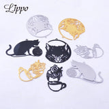 10pcs Brass Stainless Steel laser cutting Charms Cat Pendant DIY Jewelry Earring