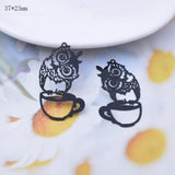 10pcs Brass Stainless Steel laser cutting Charms Cat Pendant DIY Jewelry Earring