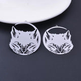10pcs Brass Stainless Steel laser cutting Charms Cat Pendant DIY Jewelry Earring